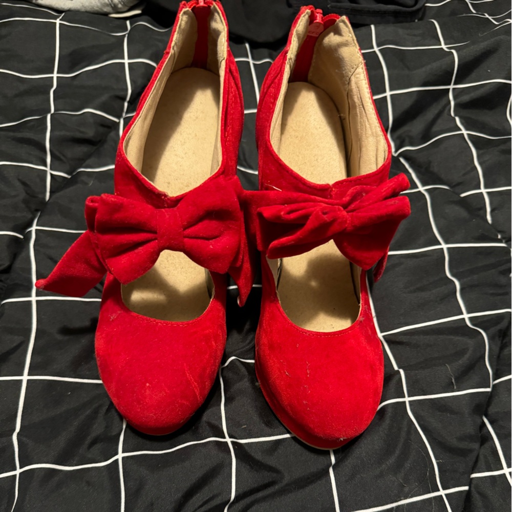 Red unbranded heels